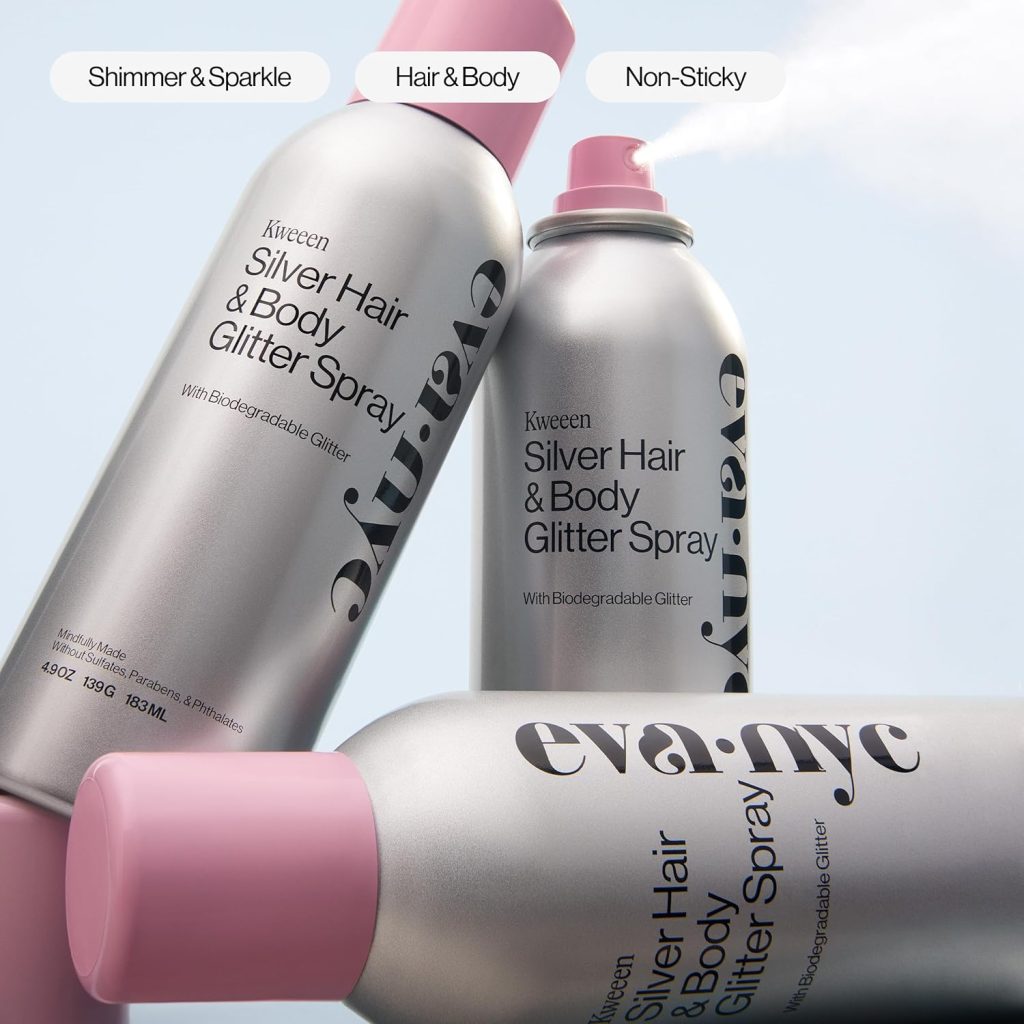 A lightweight glitter spray that adds instant silver shimmer to hair and skin. Designed for temporary glam without sticky residue or heavy buildup.