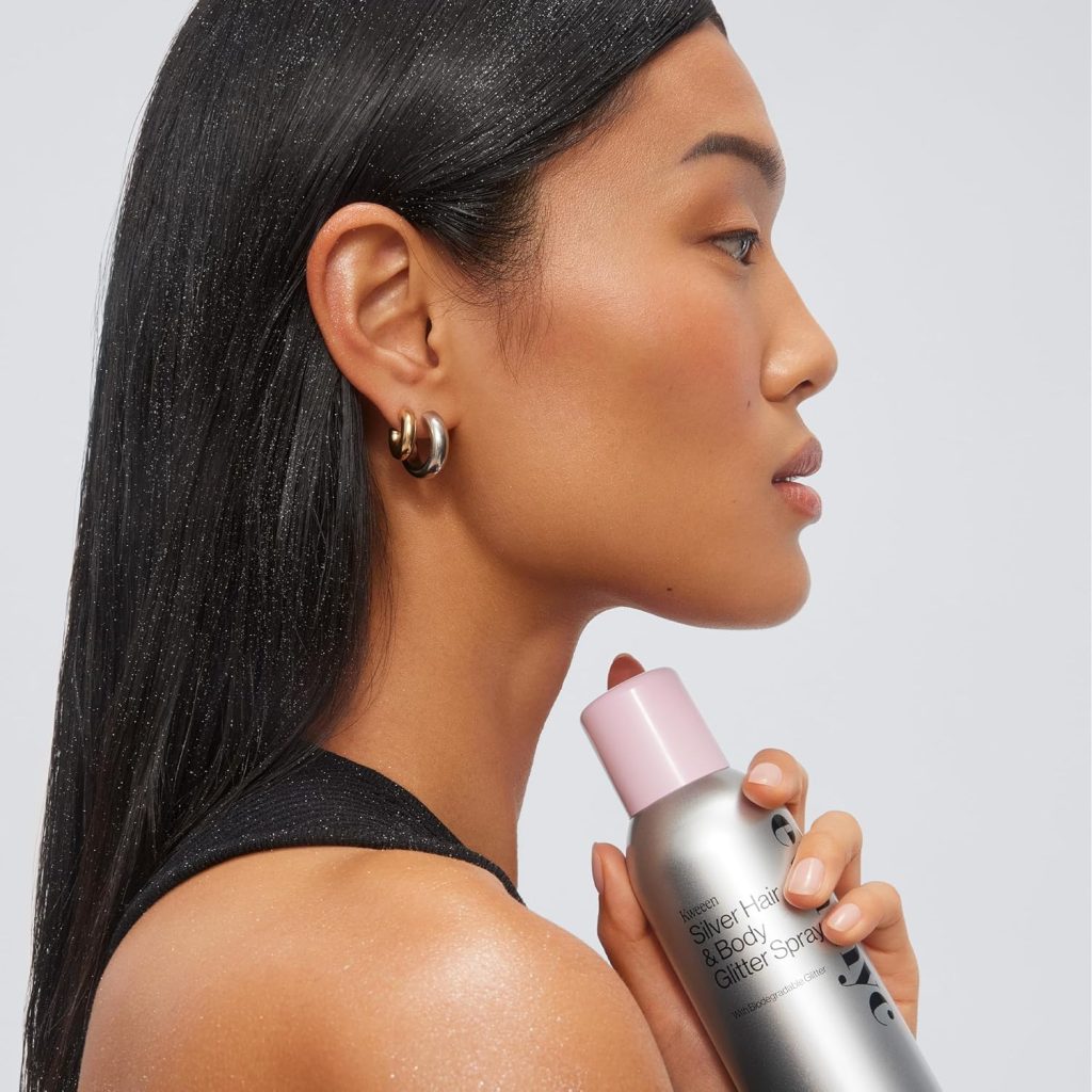 A lightweight glitter spray that adds instant silver shimmer to hair and skin. Designed for temporary glam without sticky residue or heavy buildup.