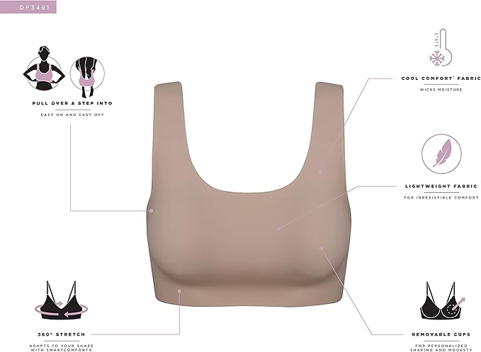 Bali Women’s Comfort Revolution Easylite Wireless T-Shirt Bra | Lightweight Wirefree Comfort