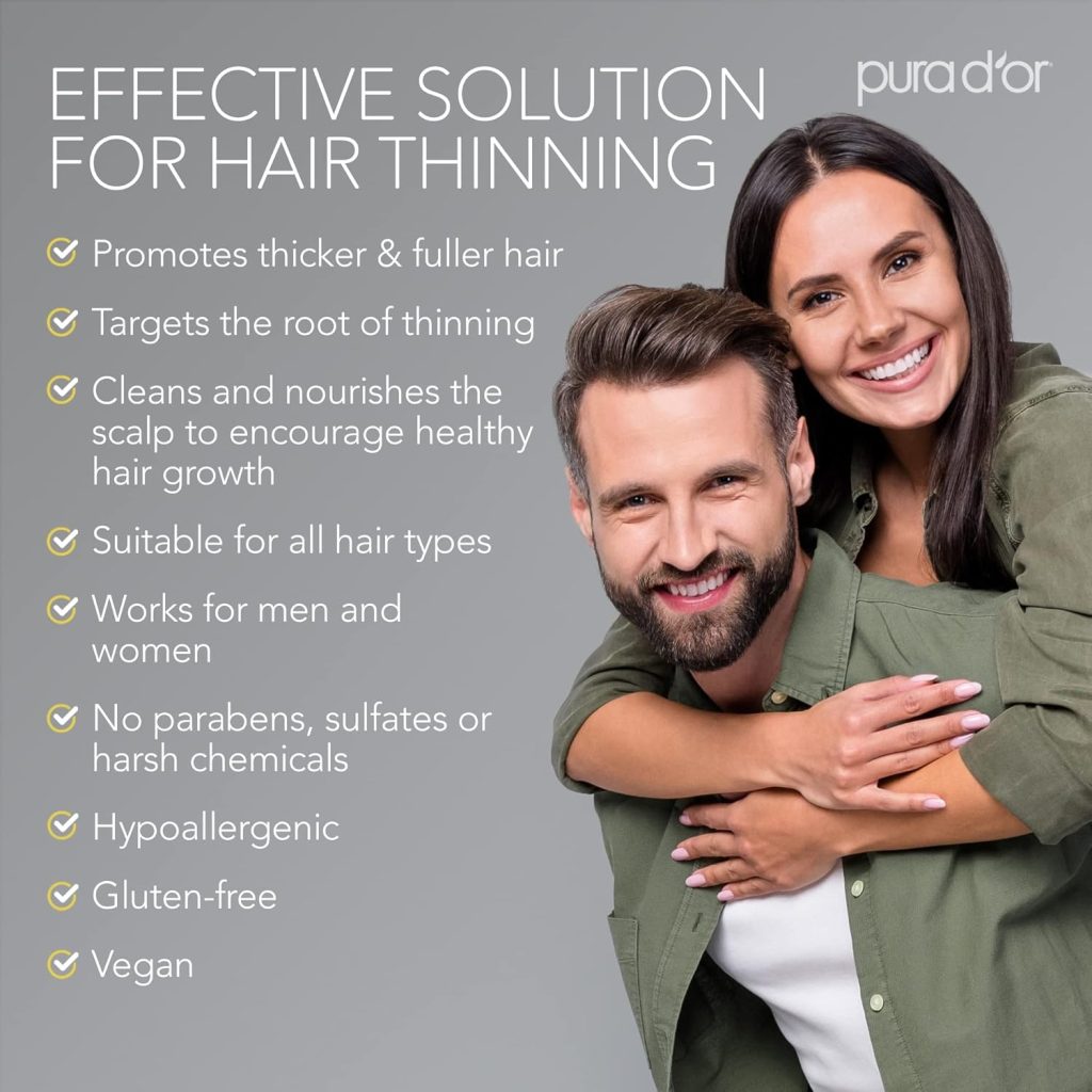 The PURA D'OR Anti-Thinning Biotin Shampoo & Conditioner Set is designed to gently cleanse the scalp while supporting fuller, healthier-looking hair. This botanical-rich formula focuses on scalp balance, hydration, and visible hair volume.