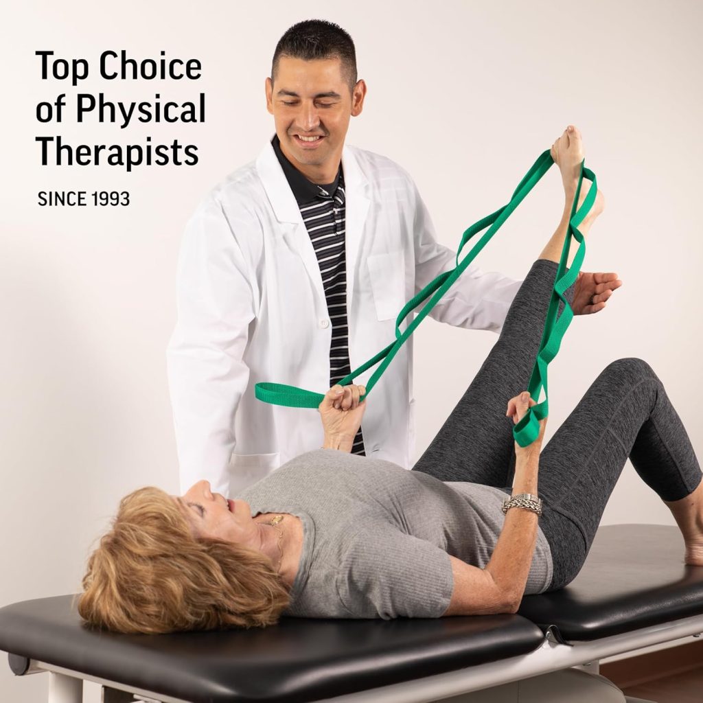 The OPTP The Original Stretch Out Strap with Exercise Book is a durable, guided stretching tool designed to improve flexibility and muscle recovery. It includes an instructional book to help users stretch safely and effectively at home.