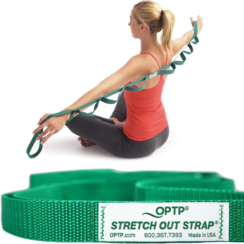 The OPTP The Original Stretch Out Strap with Exercise Book is a durable, guided stretching tool designed to improve flexibility and muscle recovery. It includes an instructional book to help users stretch safely and effectively at home.