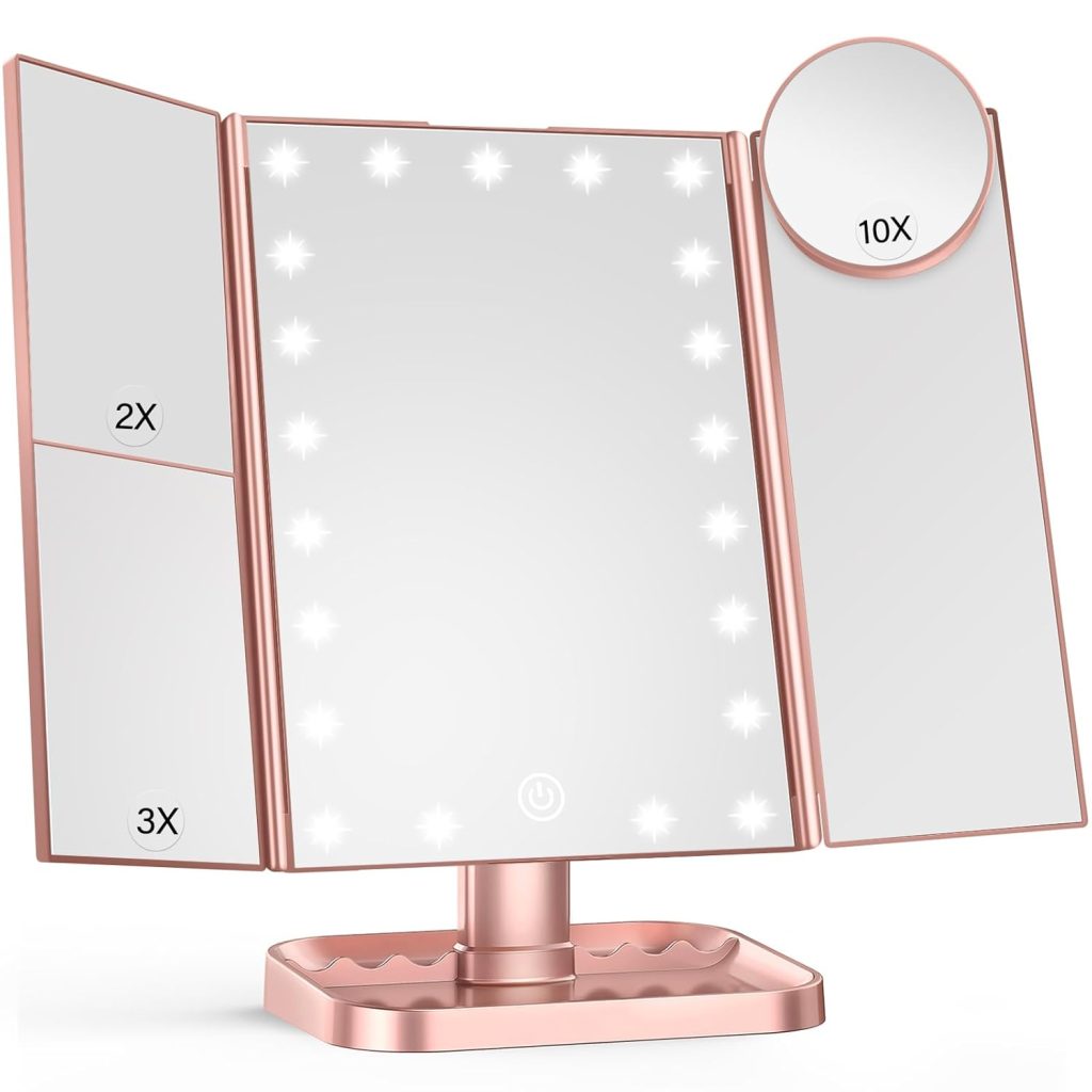 The HUONUL Lighted Makeup Mirror 10X/3X/2X is a portable vanity mirror designed for precision makeup application with adjustable lighting and touch control. After testing it myself, I found it especially helpful for detailed tasks like eyeliner, brow shaping, and skincare routines.