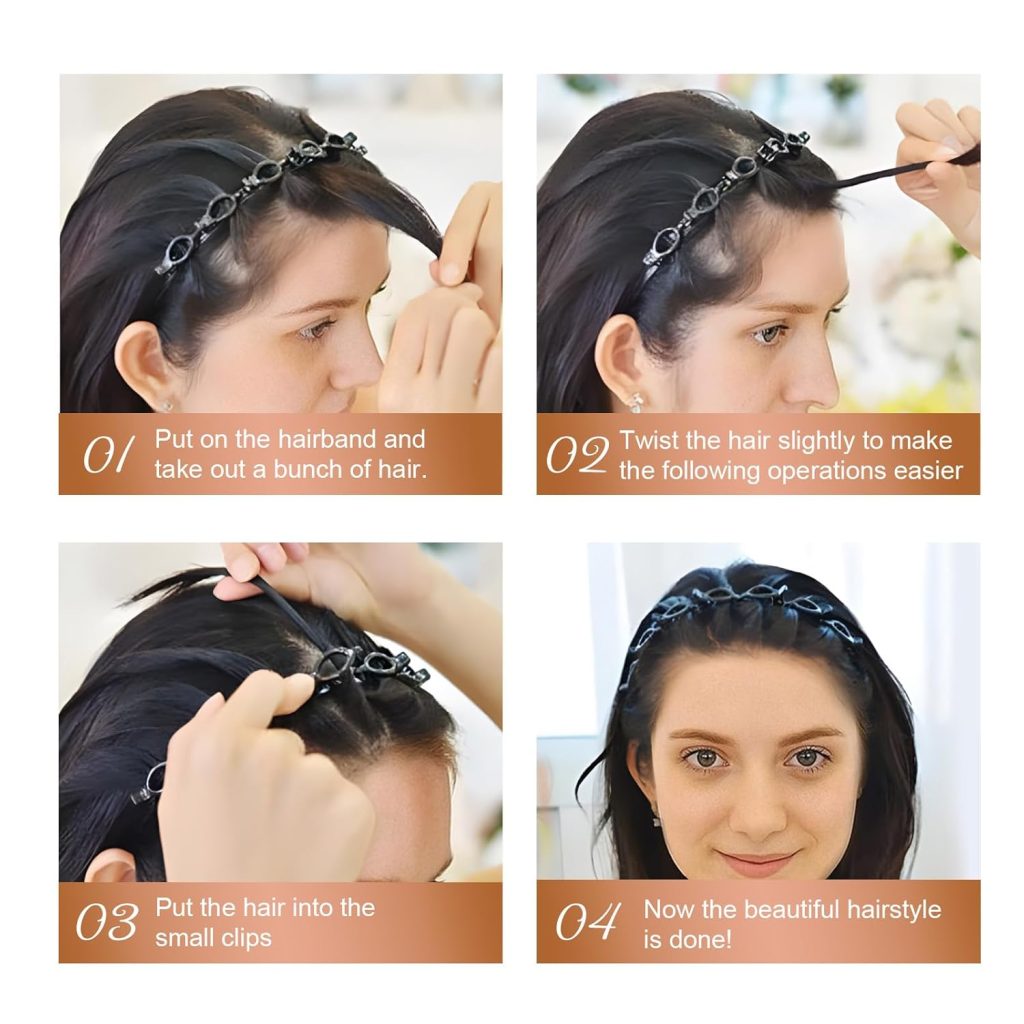 The Headband with Clips is a no-heat styling tool designed to create layered, voluminous hairstyles quickly and comfortably. Ideal for women and girls who want effortless daily styling without hair damage.