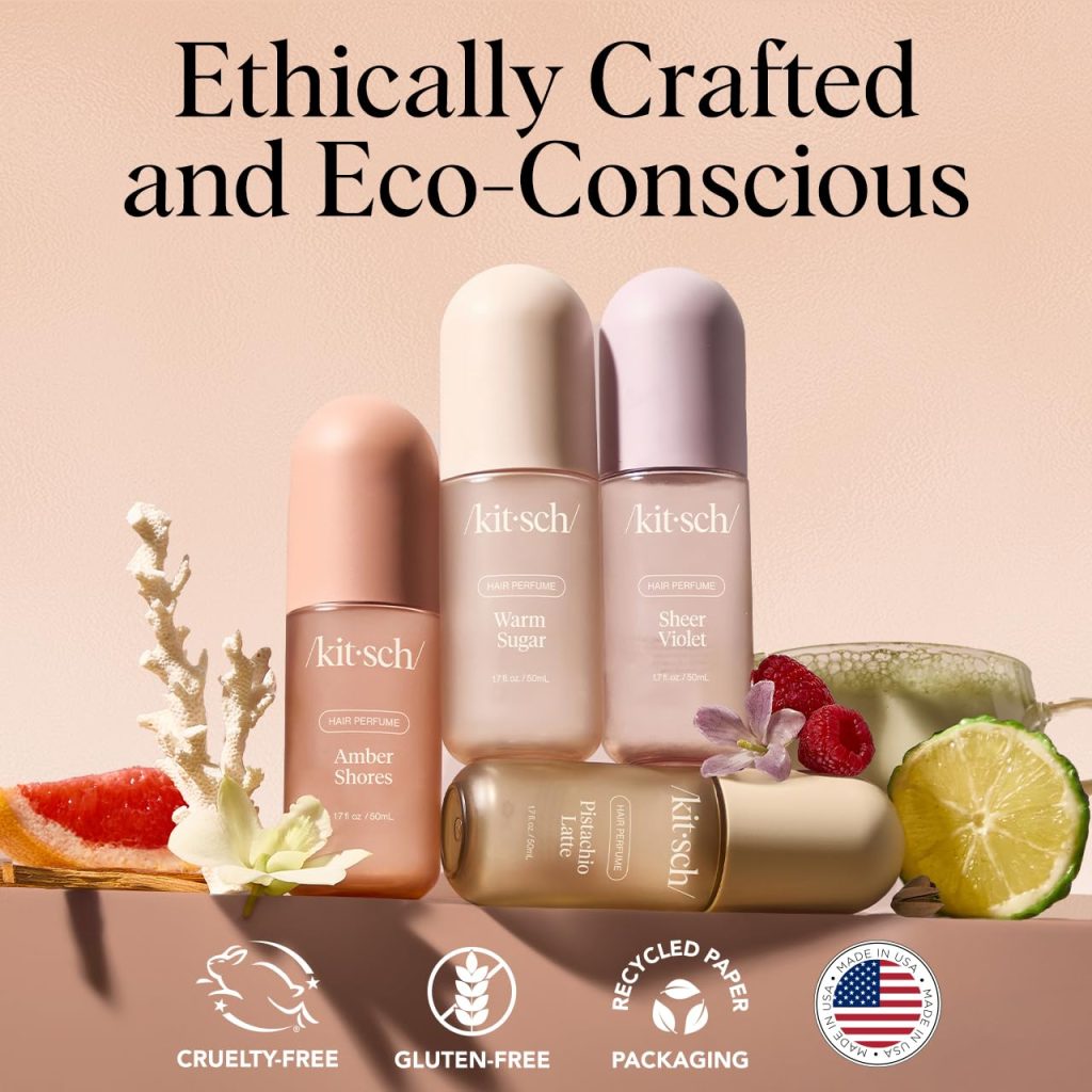 Kitsch Hair Perfume Warm Sugar is a lightweight hair fragrance designed to refresh strands between washes. With pink grapefruit and vanilla notes, it helps neutralize lingering odors while keeping hair smelling clean and feminine.