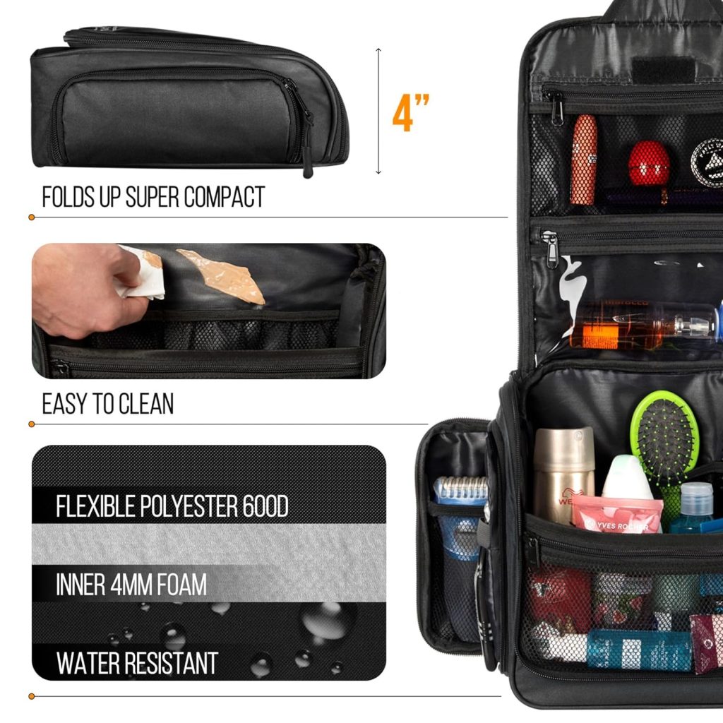 A waterproof hanging toiletry bag designed to keep skincare, cosmetics, and hygiene products organized, protected, and easy to access while traveling. Ideal for maintaining cleanliness and confidence wherever you go.