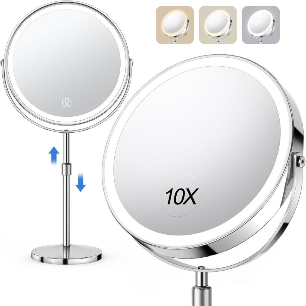 A rechargeable lighted makeup mirror designed to deliver clear, adjustable lighting for flawless makeup in any environment. Ideal for daily routines, travel, and low-light conditions.