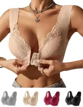 LaceLift Front Closure Bra – Wireless Deep V Push Up