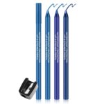 Ownest 3-Color Blue Gel Eyeliner Set – Matte, Shimmer & Pearl Metallic Eyeliner Pencils with Sharpener for Professional Eye Makeup
