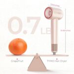 Blow Dryer with Comb, TYMO AIRHYPE Compact 200 Million lonic Hair Dryer with Diffuser, Fast Dry Pink Blow Dryer for Women 110,000RPM Portable Hairdryer for Curly Hair, 4 Temps & 2 Speeds
