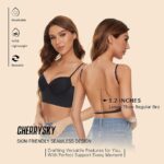 Low Back Bras for Women-Seamless Invisible Backless Bra-Lightly Lined Demi Multiway Bra No Show Low Cut Halter Bras