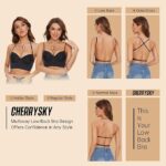 Low Back Bras for Women-Seamless Invisible Backless Bra-Lightly Lined Demi Multiway Bra No Show Low Cut Halter Bras
