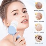 COSLUS Facial Cleansing Brush Silicone Face Scrubber: 2 in1 FBS-D Electric Exfoliating Massage Device Waterproof Deep Cleaning Exfoliation Rotating Spa Machine - Electronic Skin Care Wash Clean System