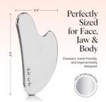 Kitsch Stainless Steel Gua Sha Facial Tools - Guasha Tool for Face, Face Sculpting Tool, Jawline Shaper, Double Chin Reducer, Body Gua Sha Tools, Lymphatic Drainage Massager, Facial Skin Care - Silver