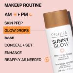 Pacifica Sunny Glow Liquid Bronzer Drops – Vitamin C & Glycolic Acid Infused Face & Cheek Makeup for Instant Sun-Kissed Glow