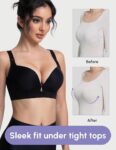 FallSweet Wireless Add 2 Cups Padded Plunge Bras Back Smoothing Push Up Brasieres