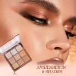 K’APEINE 9-Color Shimmer Eyeshadow Palette – Brown & Nude Glitter Shades, Long-Lasting, Waterproof Sparkle Eye Makeup