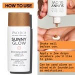 Pacifica Sunny Glow Liquid Bronzer Drops – Vitamin C & Glycolic Acid Infused Face & Cheek Makeup for Instant Sun-Kissed Glow